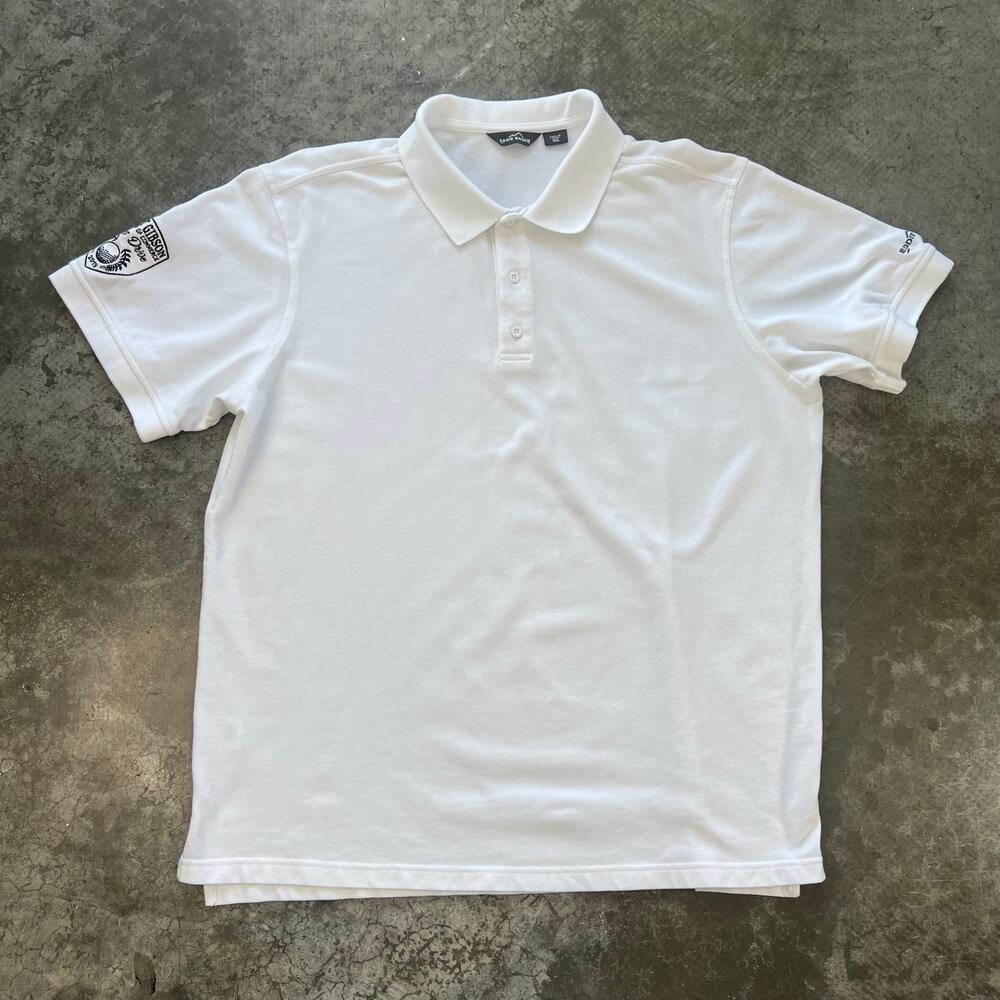 Eddie Bauer Golf Polo Shirt Men 2XL White Vintage Gorpcore Cotton Golf ⛳️